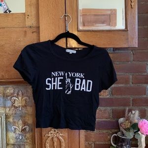 Truly Madly Deeply New York She Bad Graphic Crop Top, S, Urban Outfitters, Black